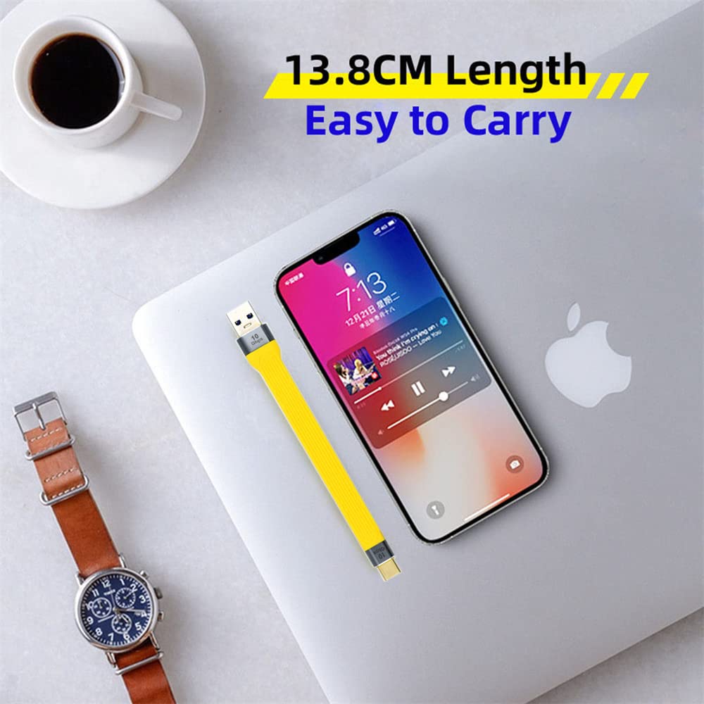 Żółty 10 Gb/s USB 3.1 typ C męski na USB 3.0 typ A męski płaski cienki kabel do transmisji danych FPC do laptopa i telefonu
