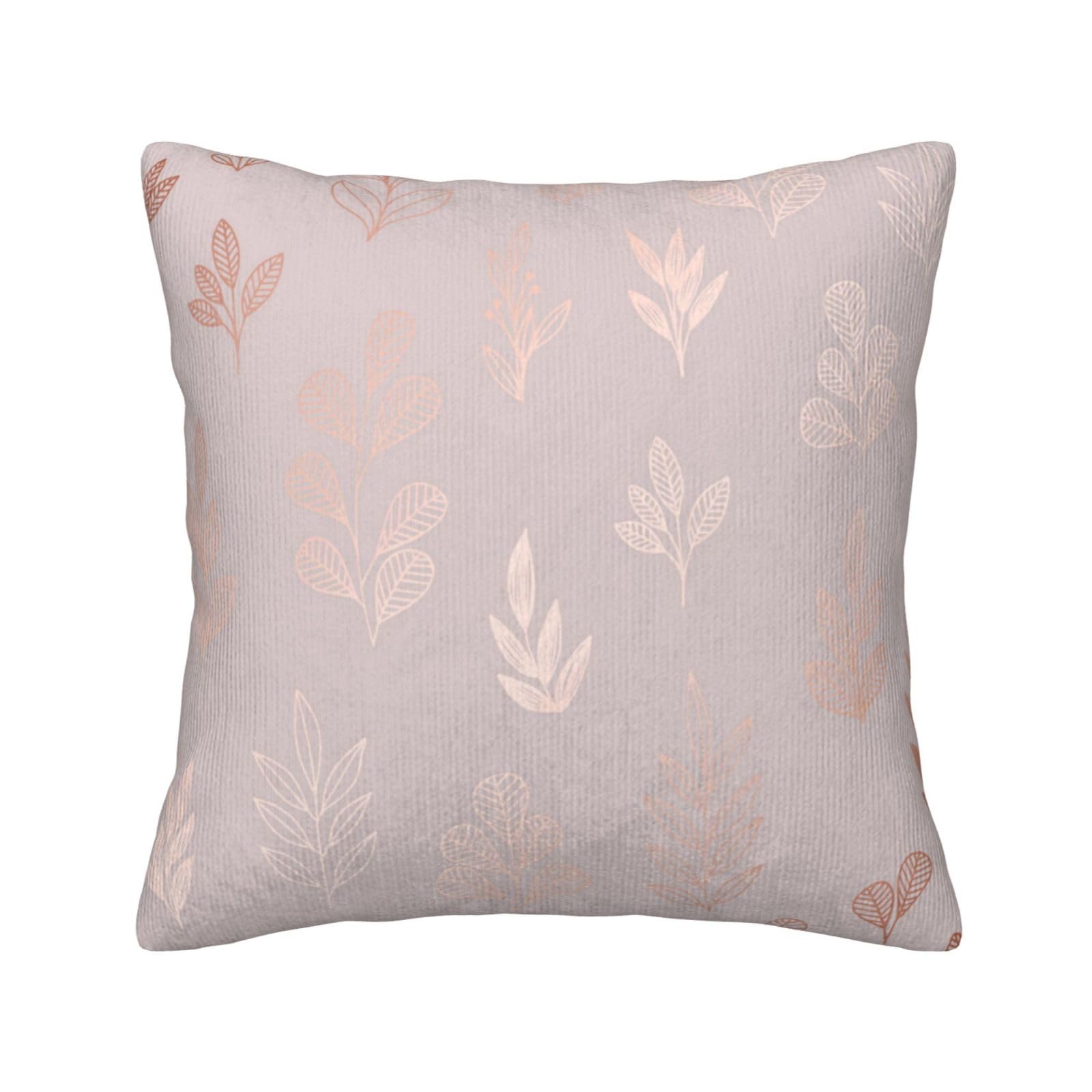 Housse de coussin velours côtelé premium or rose, finition luxe pour décoration