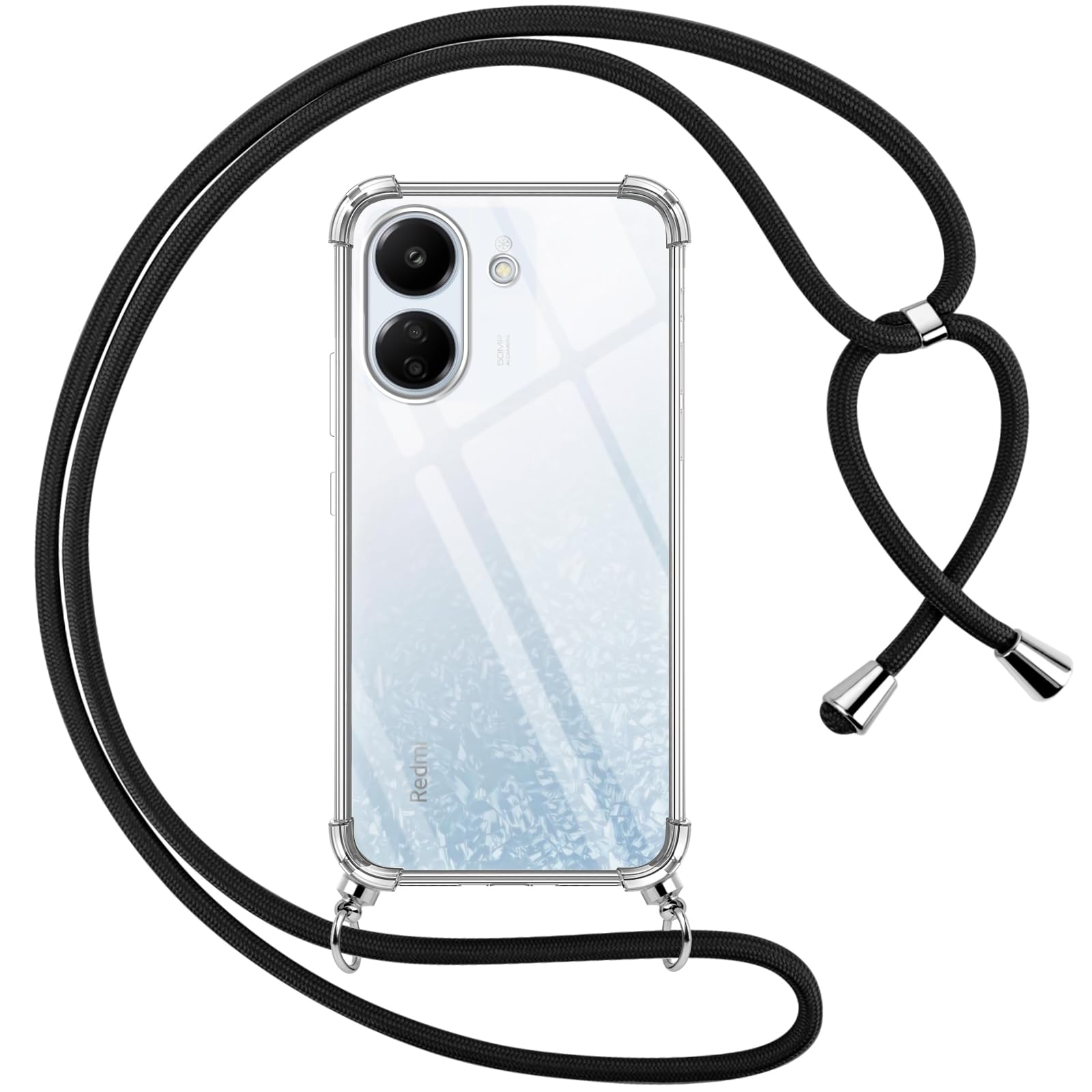 Pnakqil Cover per Xiaomi Redmi Note 14 5G con Cordino, Trasparente Custodia con Laccio Tracolla Cellulare Girocollo Collana Protettiva per Redmi Note 14 5G 6.67 Pollic, Khaki