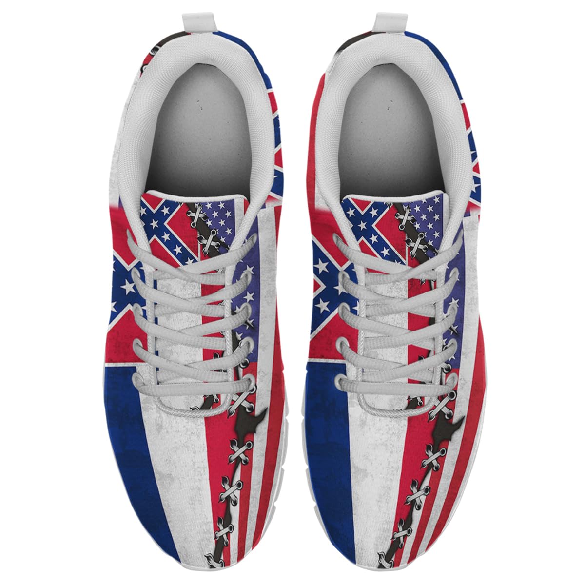 Mississippi and American Flag Shoes for Women Men Tennis Shoes 3D Print Fashion Running Sneakers