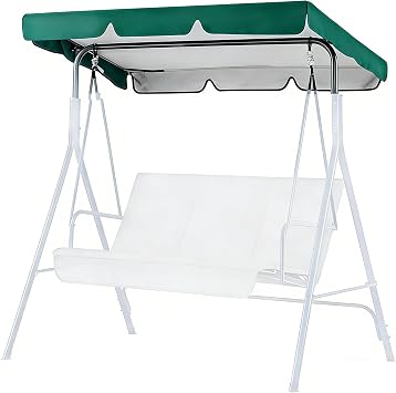 Replacement Patio Swing Canopy Cover,420D Heavy Duty Waterproof UV Protection 3-Seater Porch Garden Swing Top Cover, All Weather Outdoor Swing Canopy Replacement Cover, Green 77"x50"