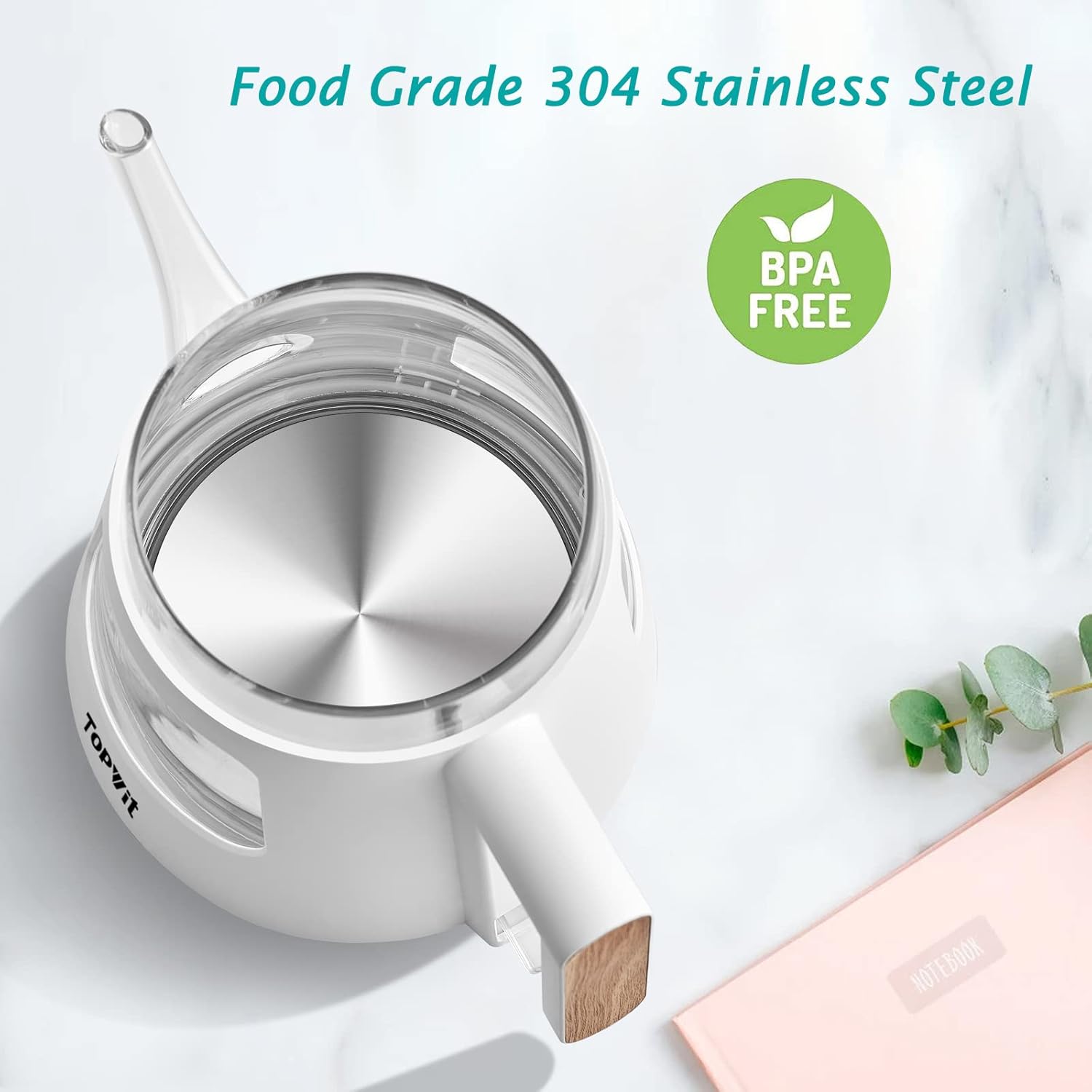 Topwit Electric Cooker with Steamer, 1.6L Ramen Cooker & 1L Electric Kettle Glass Hot Water Kettle