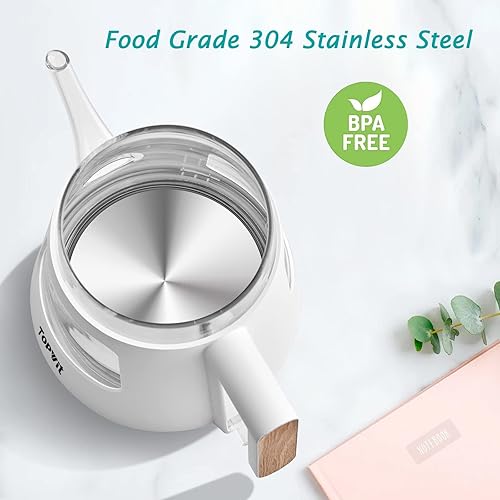 Miniatura 8 de Topwit Cocina eléctrica con vapor, olla de ramen de 1.6 L y hervidor eléctrico de agua caliente de vidrio de 1 litro