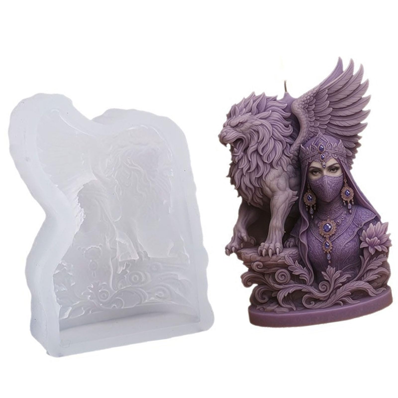 OSNIYAW Lioness Wing Masked Woman Silicone for Soap and Chocolate Craft Release Silicone
