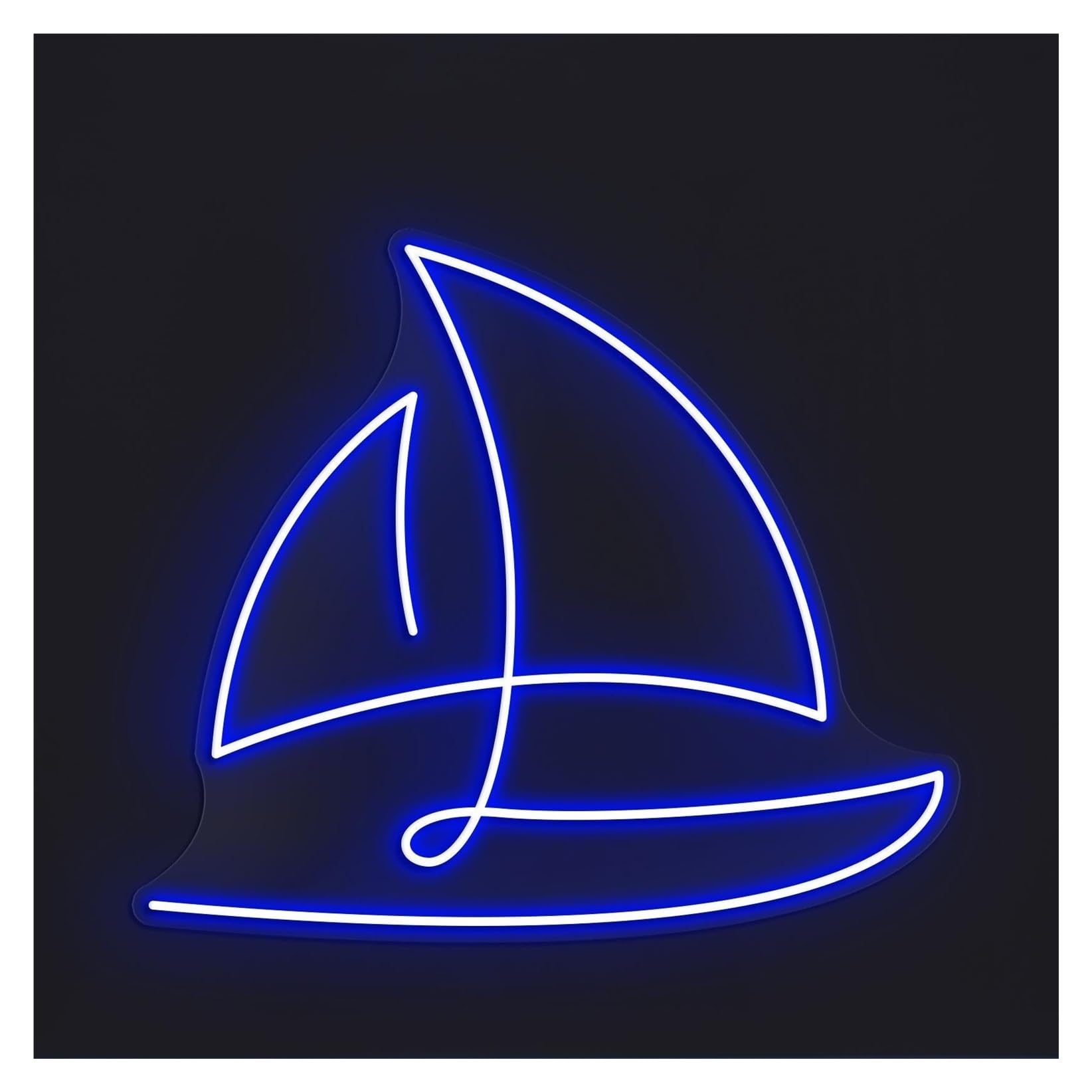 Hanging Art Neon Signs Sailboat Neon Sign, Suitable For Beach Bar Decor With Brightness Adjustable 38cm(Blue)