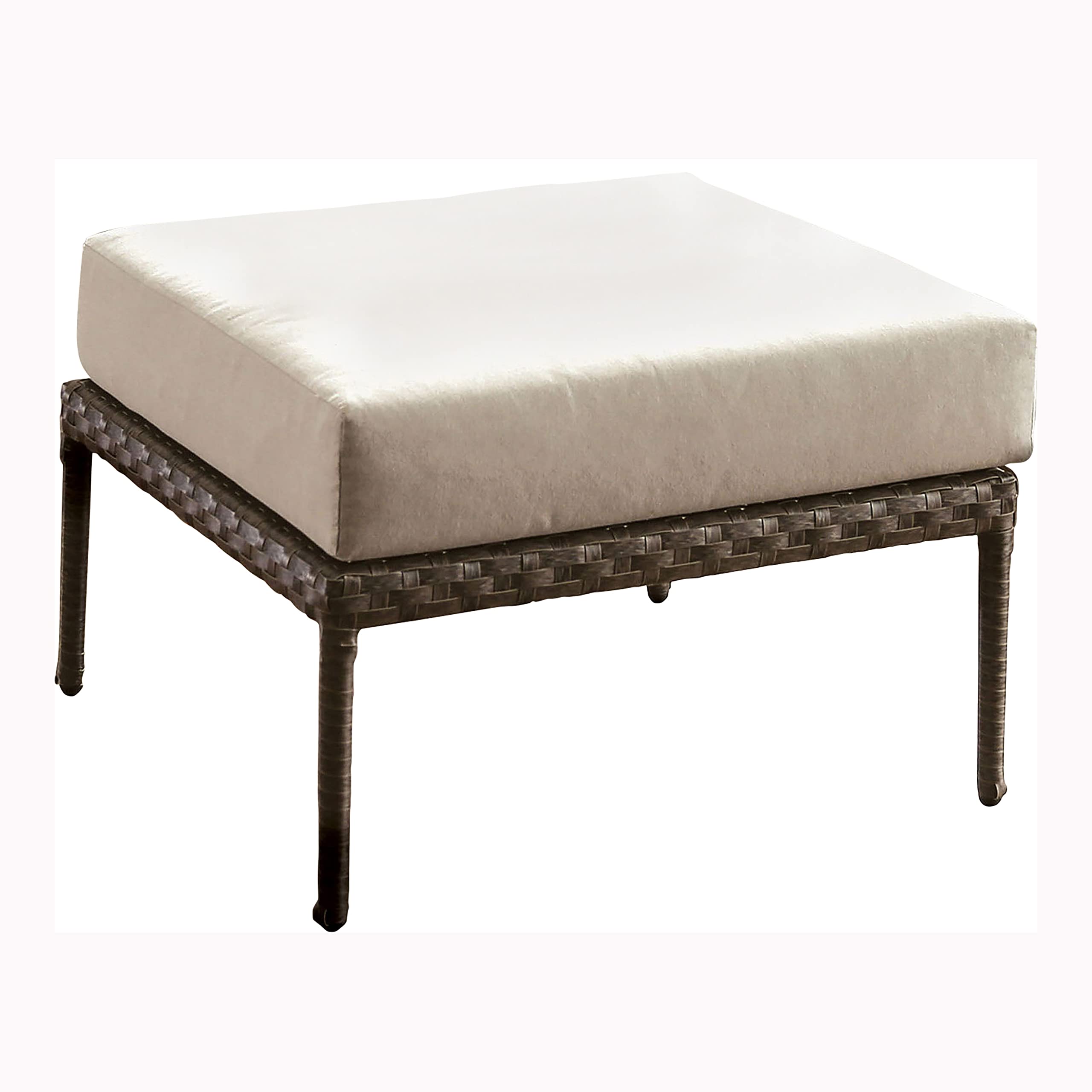 HOMES: Inside + Out Shadrick Cottage Aluminum 28 in. Square Cushioned Ottoman for Outdoor, Patio, Garden, Gray and Beige