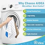 AIDEA Microfiber Dishcloth Kitchen Towels 12”x12”, Super Soft and Absorbent-8 Pack, Multi-Purpose Dish Towels for Home, Kitchen-Grey/White