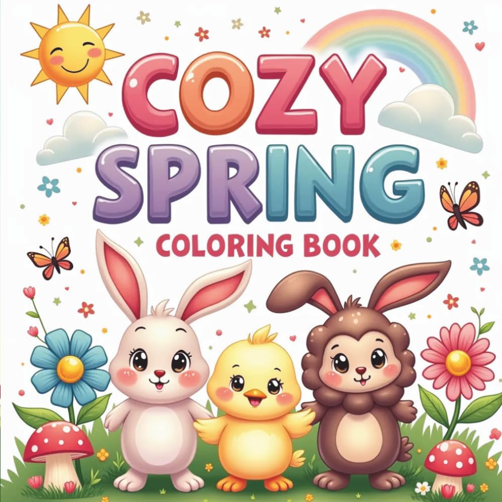 Cozy Spring Coloring Book: Charming Spring Flowers, Garden Scenes, and Nature Designs for Adults Relaxation, Mindfulness, and Stress Relief Coloring Pages