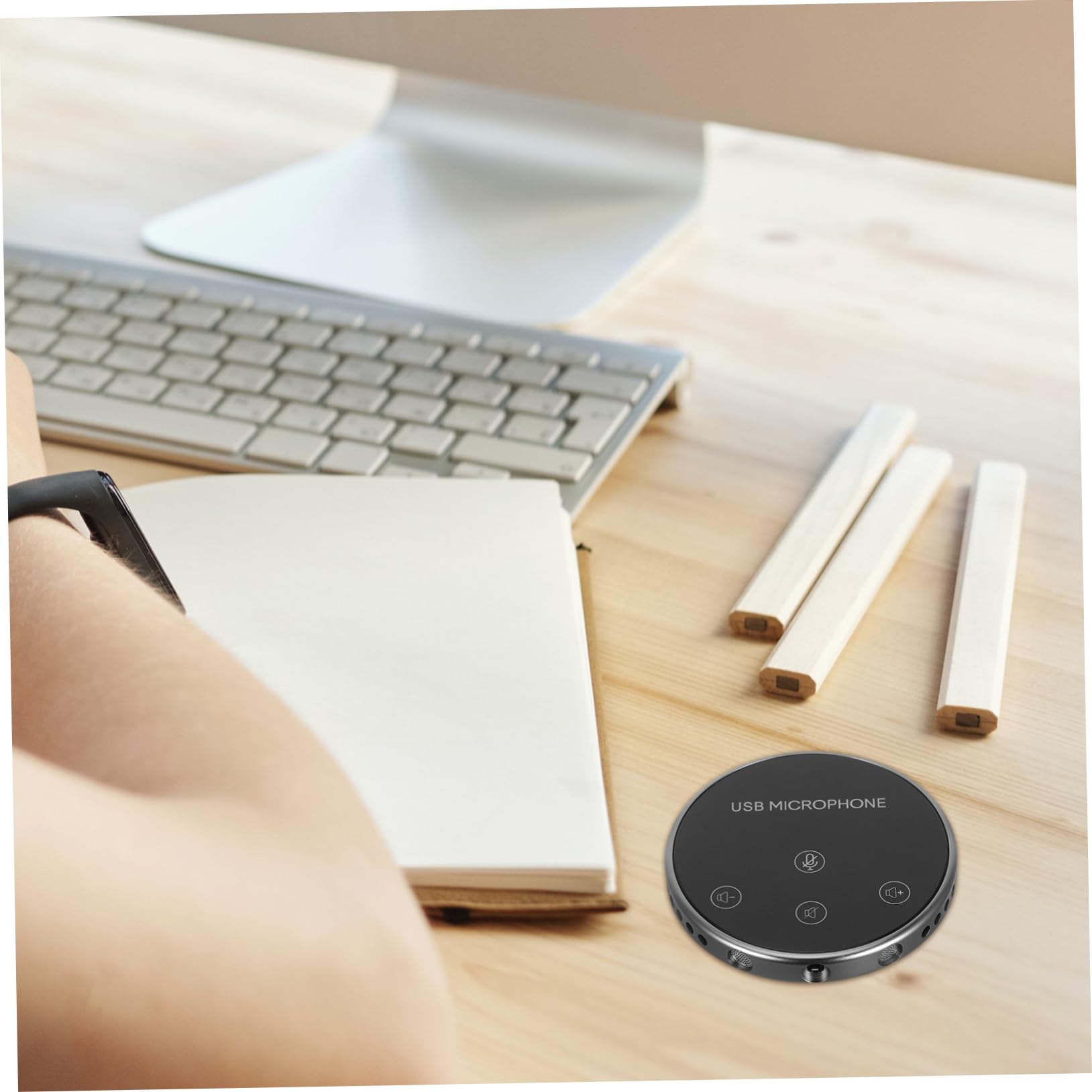 NUOBESTY Microfono USB Omnidirezionale per Conferenze Microfono da Tavolo Portatile per Streaming Live Chat di Gioco e Riunioni Vocali