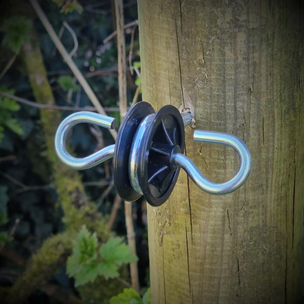 Sarini 10 Pezzi isolatore di Ancoraggio del cancello isolatore a Gancio per Recinzione elettrica a Doppia Faccia isolatore a Vite per Pali in Legno connettore Maniglia di Ingresso Durevole
