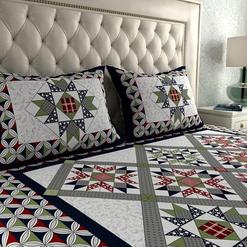 Image of LA VERNE Combo Pack of 2 Double Bedsheet with 4 Pillow Covers | Cotton Double Flat 104 TC Geometric Bedsheet 240 X 220 CM
