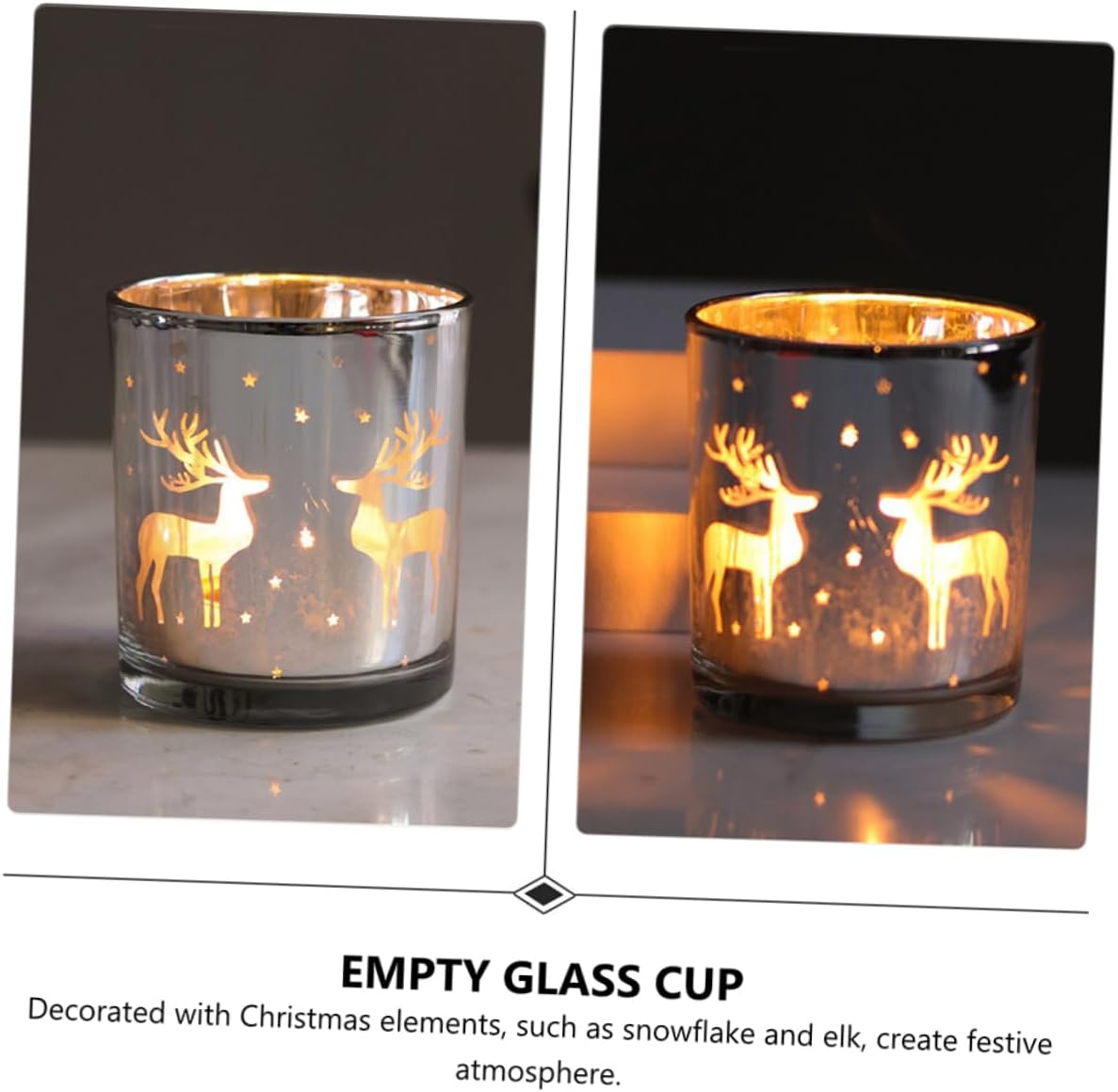 Cabilock 6pcs Christmas Candle Holder Silver Electroplated Cups Elegant Glass Candle Holders for Home Decor Festive Table Centerpieces for Weddings and Holidays