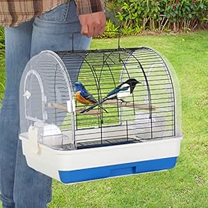 Metal Bird Cage Stand,Bird Carrier Travel Cage, Large Budgie Cages, Outdoor Gear Portable Transparent Parrot Carring Case