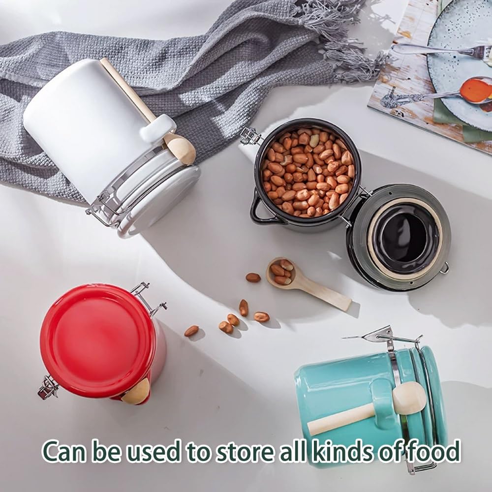 Keramik Vorratsdose Mit Deckel Luftdicht Behälter Mit Versiegeltem 650ml 1000ml Küche Behälter Für Tee, Zucker, Kaffee, Bohnen, Nüsse, Gewürze(White,1000ml)