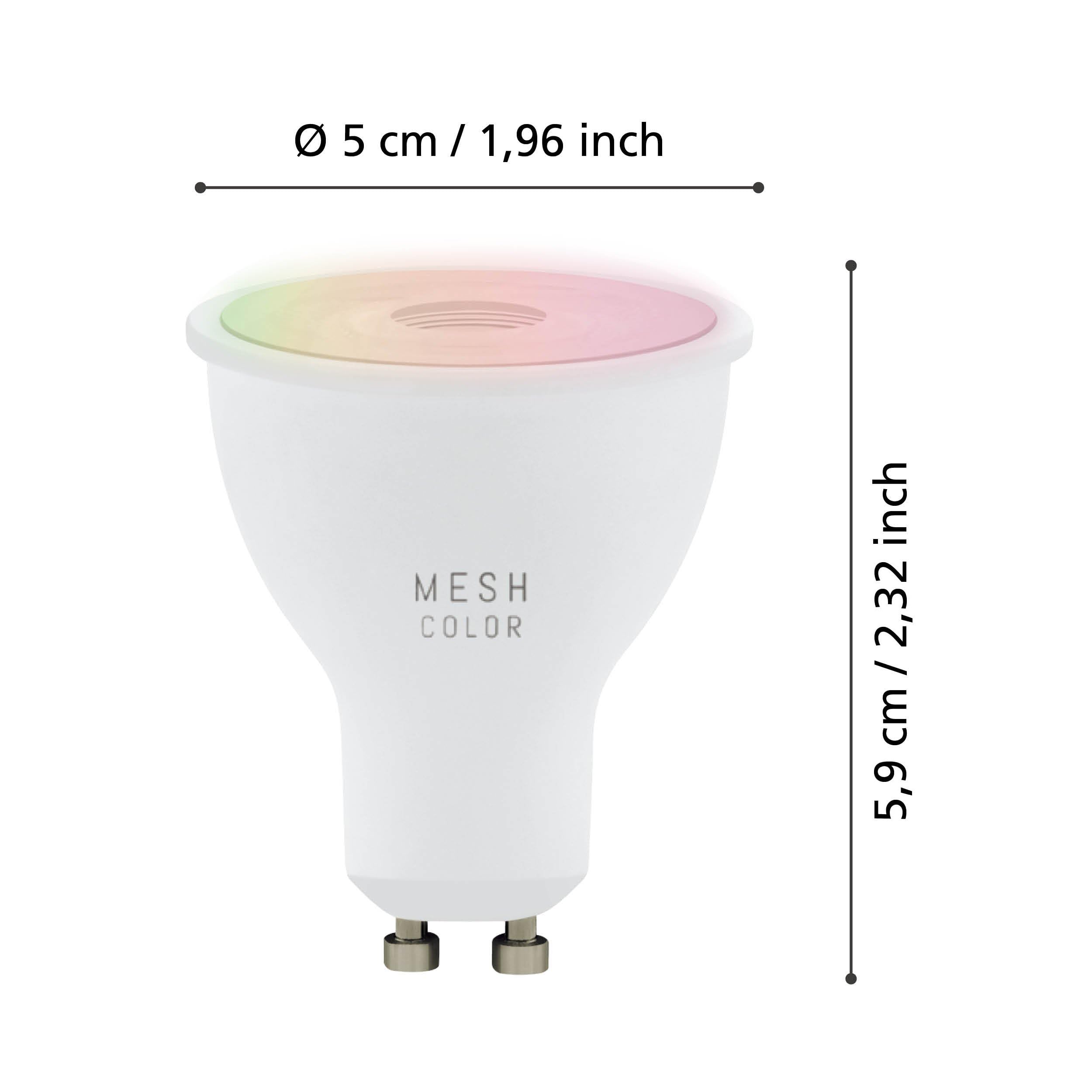 Eglo Connect.z Juego de 3 bombillas LED GU10 con interruptor | para hogar inteligente, ZigBee, control por voz de Alexa y aplicación, regulable, blanco cálido y frío, RGB, 345 lúmenes, 4,9