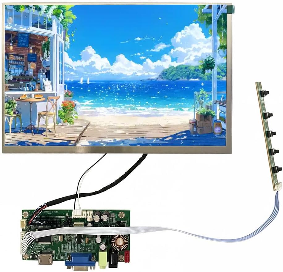 10.1 Inch 1200 Nits Sunlight Readable Display, 1280x800 IPS LCD Display with HDMI VGA Driver Board for Raspberry Pi, Industrial HMI, Outdoor Kiosk, EV Charger and Embedded Projects
