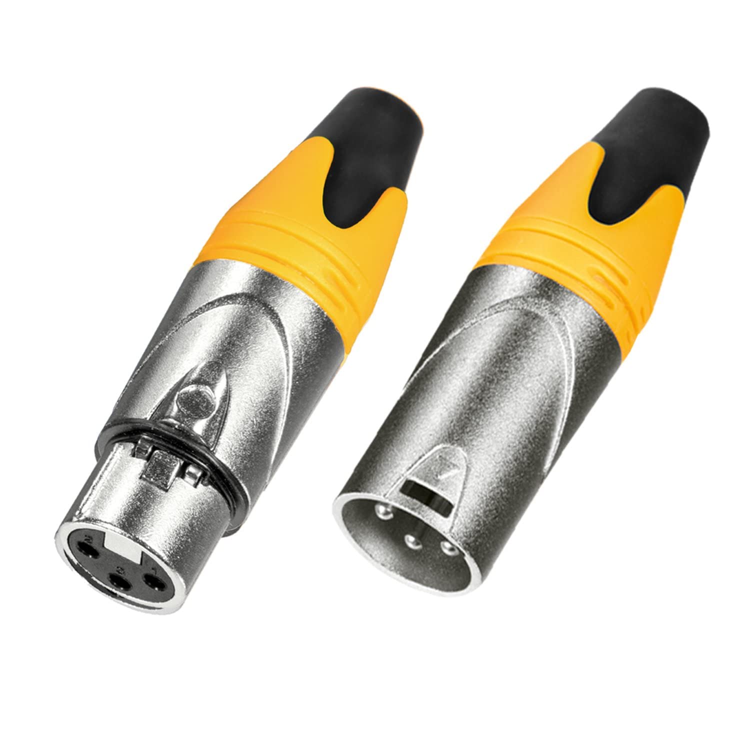 MFL. Conector de cable XLR de 3 pines macho y hembra con carcasa de níquel y contactos plateados, conector de cable de micrófono, conector de audio, amarillo, 10 pares