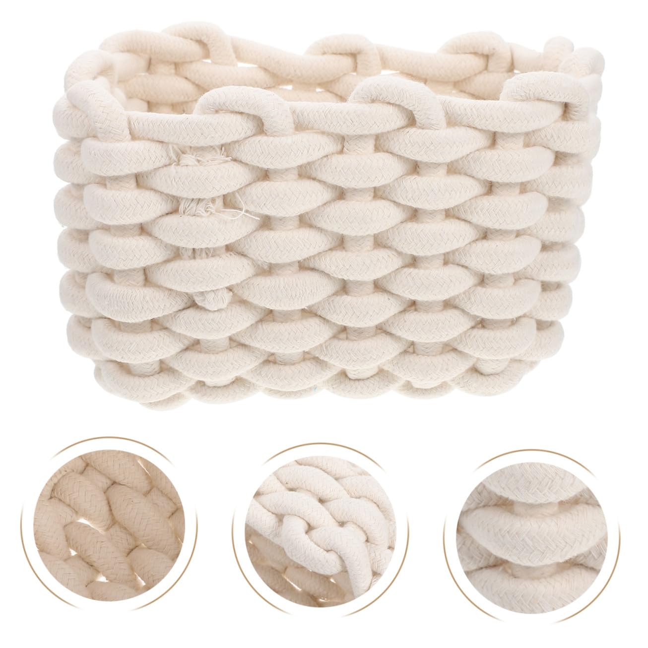 Cesto Portaoggetti Intrecciato 2 Pezzi in Corda di Cotone Bianco | Scrivania e Casa, Organizzazione Cancelleria e Piccoli Oggetti, Stile Semplice e Decorativo