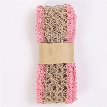 2meters 4cm Wide Burlap Ribbon Rustic Ribbons Crafts Wedding Decorations Party Supplies Color Black Size ONE Size Pink One Size