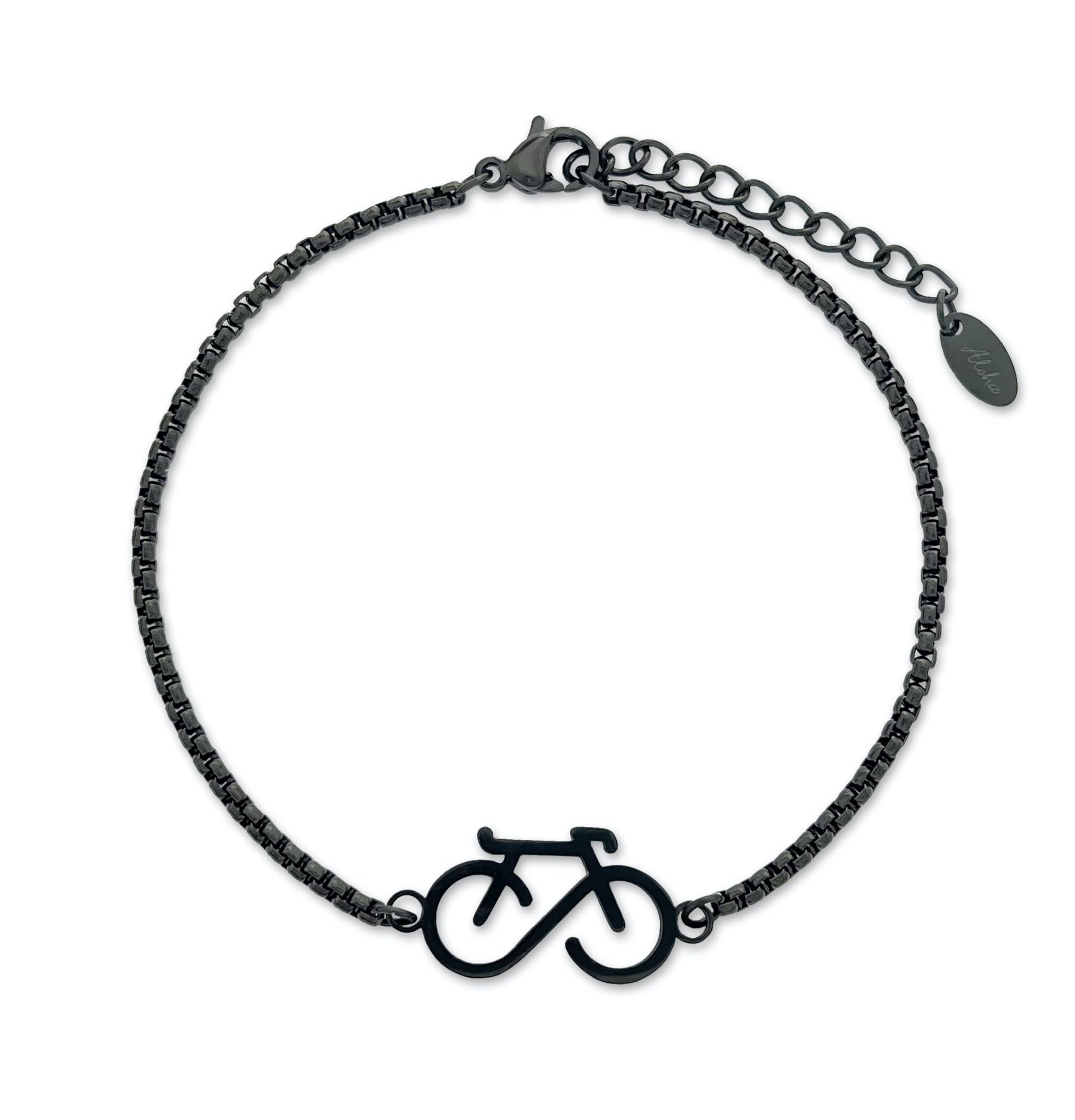 Aloha Gravel Bike - Pulsera para bicicleta de carreras, color negro, idea de regalo, para hombre y mujer, ajustable, de acero, Talla única, Acero inoxidable, No es una piedra preciosa