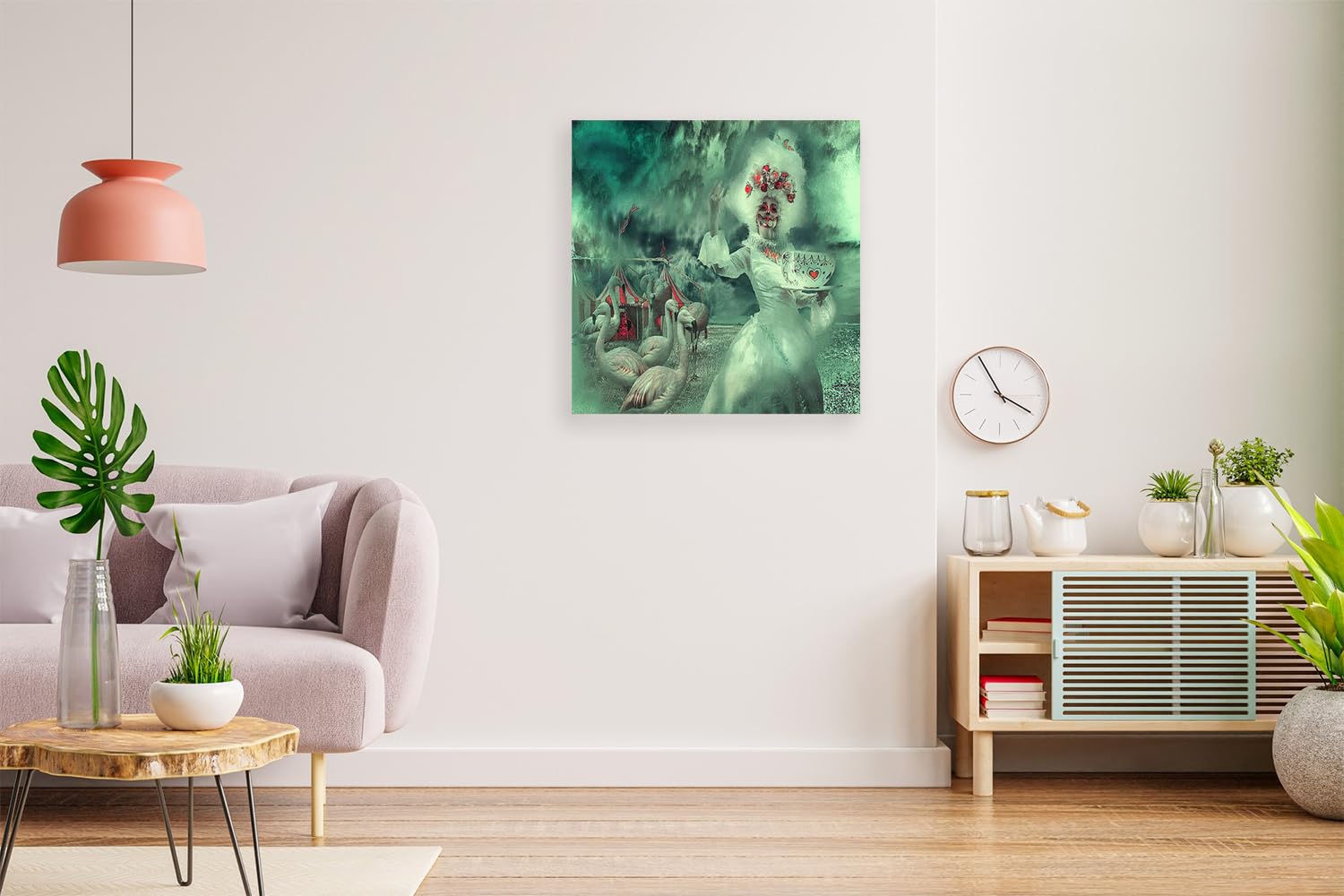 VERRE ART Printed Framed Canvas Painting for Home Decor Office Wall Studio Wall Living Room Decoration (14x14inch Wrapped) - Halloween Welcome To My Tent - Tea Anyone Print