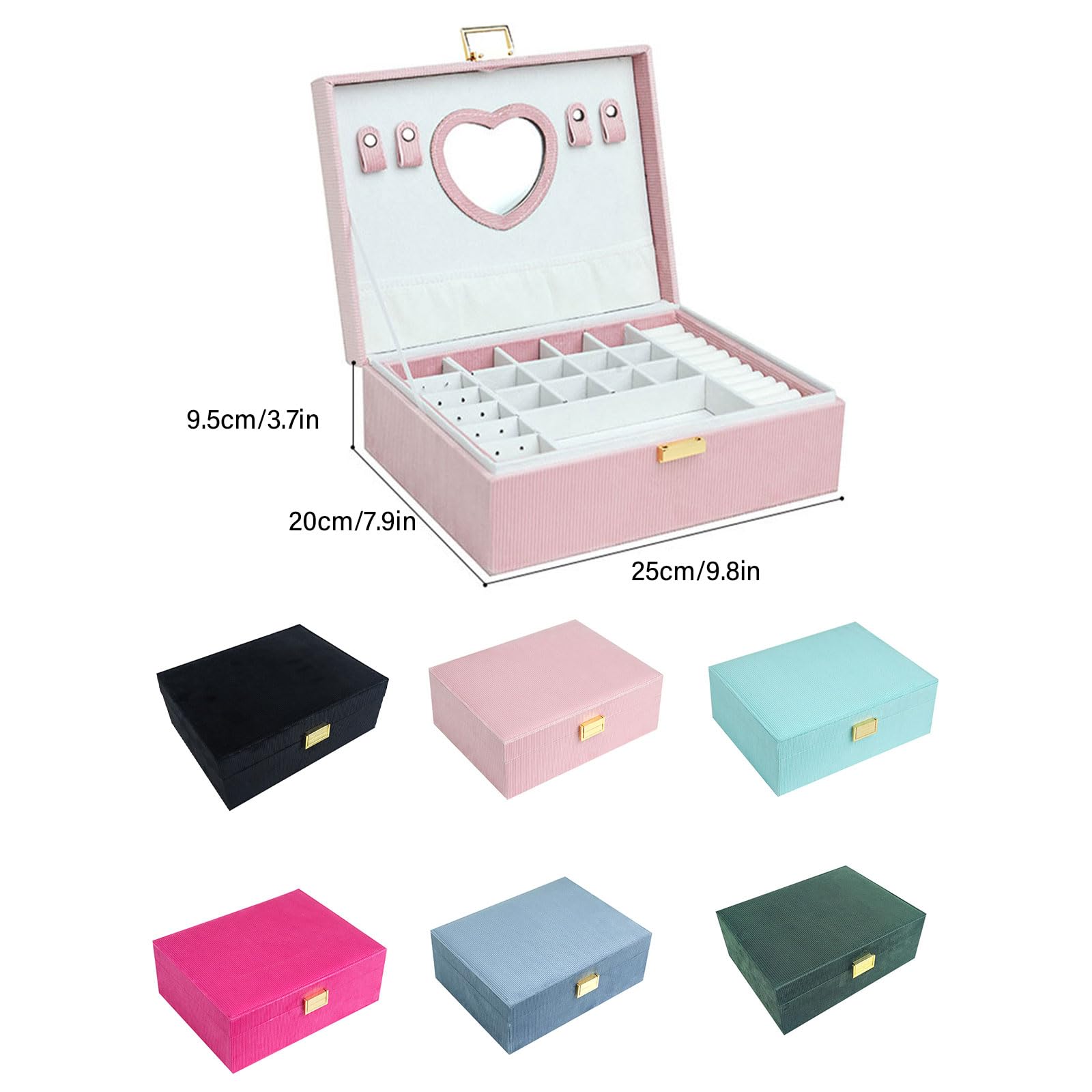 Plüschgefütterte Schmuckschatulle, eleganter großer Schmuckhalter, praktische Aufbewahrungsbox mit Mehreren Fächern