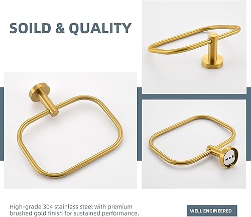 Miniatura 8 de Angle Simple Toallero cuadrado dorado latón, soporte giratorio de acero inoxidable SUS 304 para toalla de mano para baño, montaje en pared, 7.87