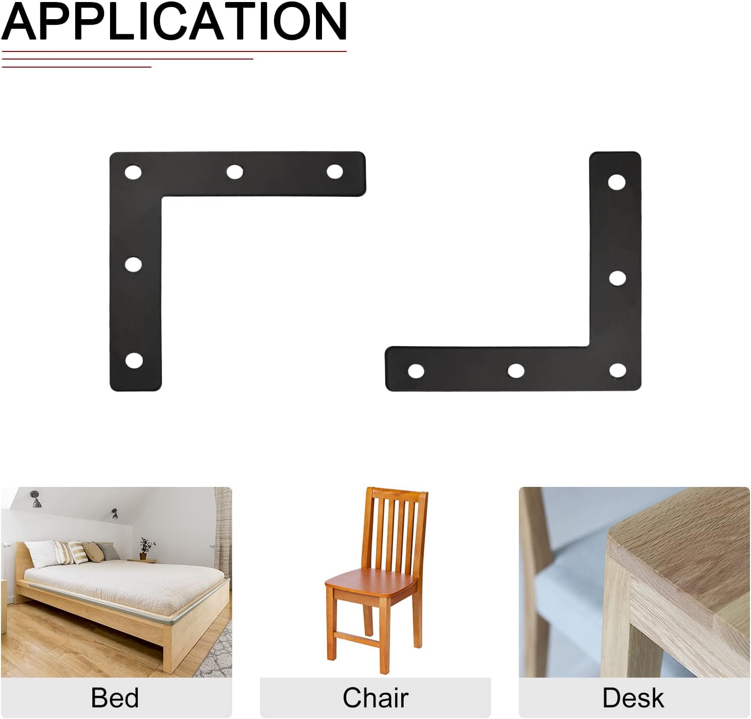 DTGN 80x80mm(LxW) L Shape Repair Plates -20Pack- Good for Wood Furniture Maintenance - Iron Corner Brackets W/Screws - Black
