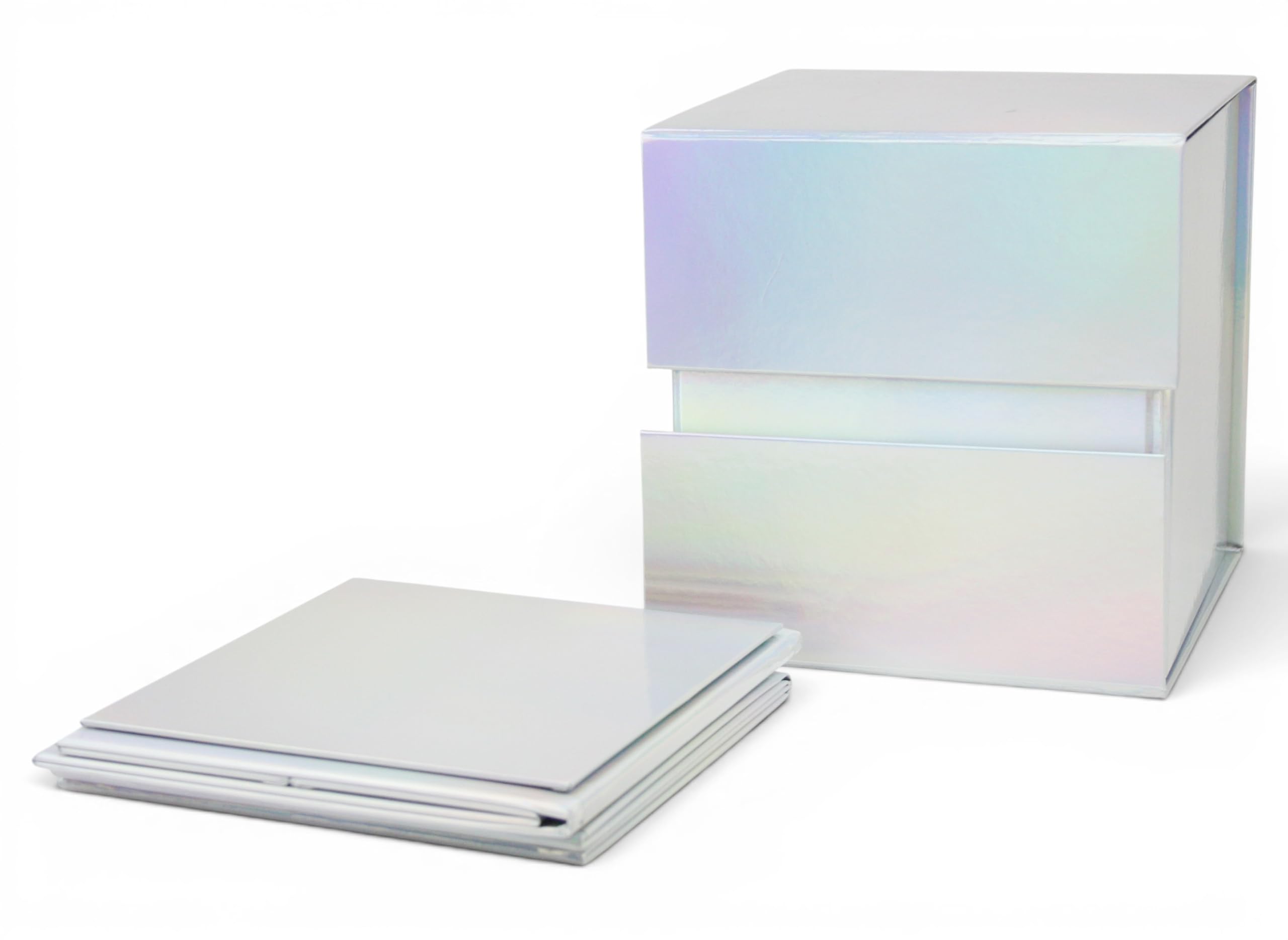 Emartbuy Holographic Magnetic Gift Box with Magnetic Flap Closure – 21 x 21 x 21 cm – Fits Hampers & Premium Gifts – Birthdays Weddings Christmas Corporate Gifting Retail Wholesale
