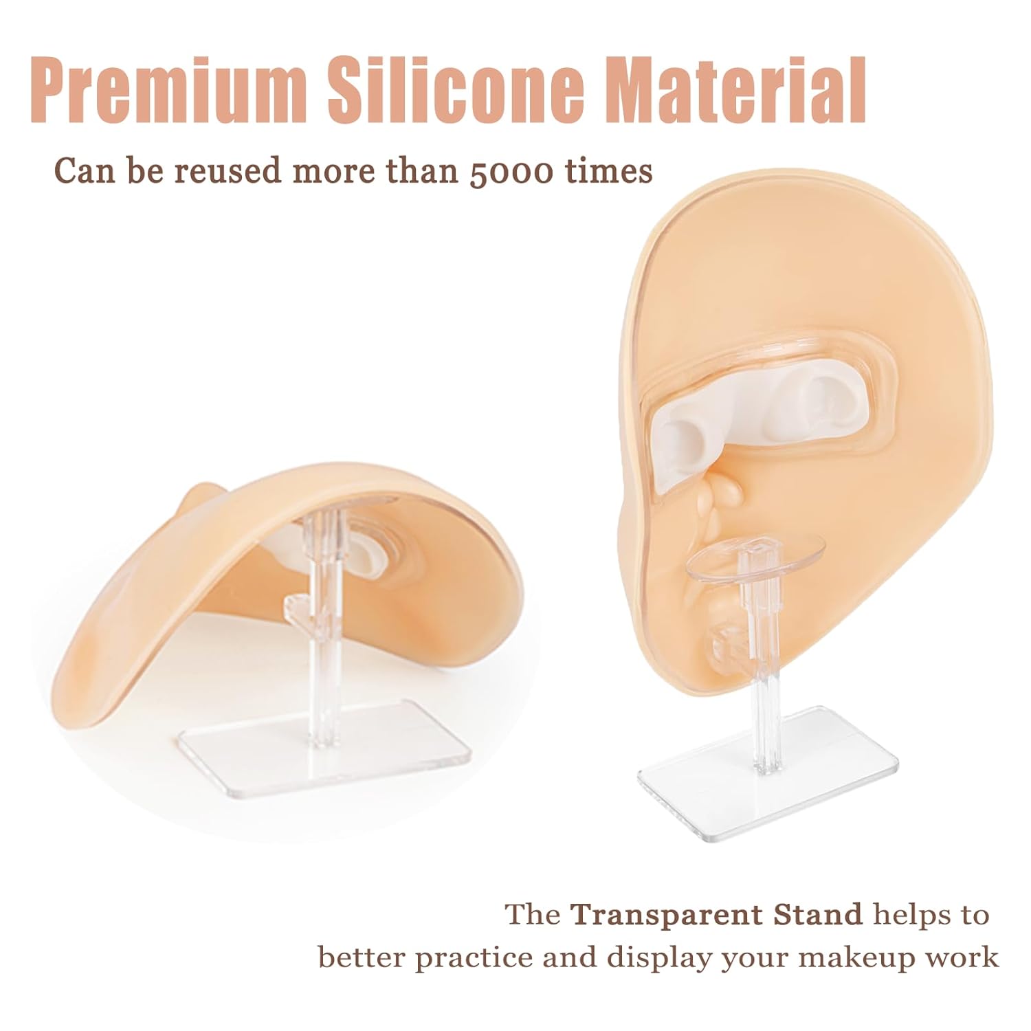 Silicone Makeup Practice Board - Full Face Mannequin with Makeup Kit, Face Gems, Brushes - Perfect for Beginners & Professionals - Image 3