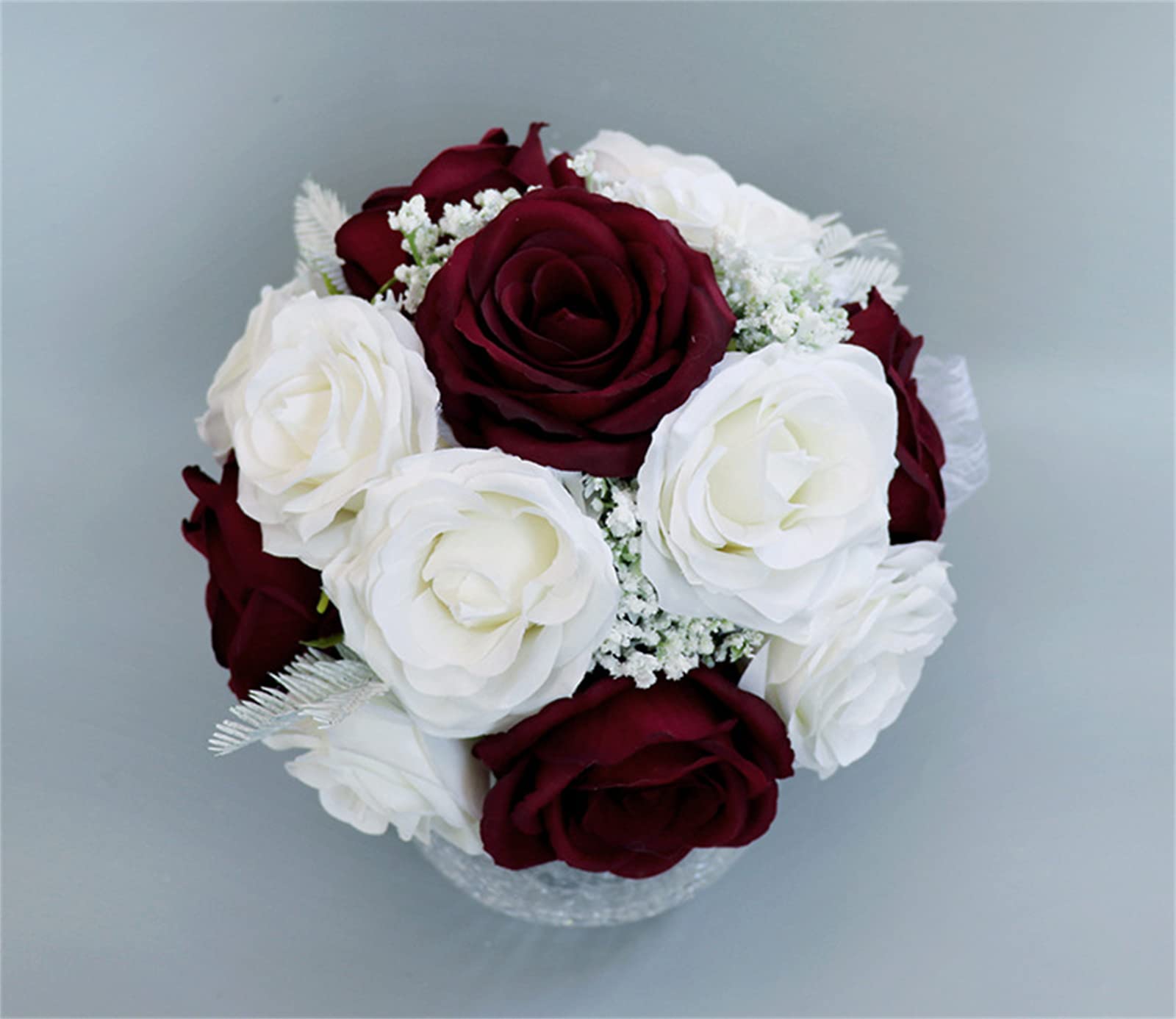 Matrimonio fiori artificiali, bouquet da sposa, decorazioni per la casa, bouquet da sposa - bouquet di rose artificiali - bouquet da damigella d'onore romantico fatto a mano