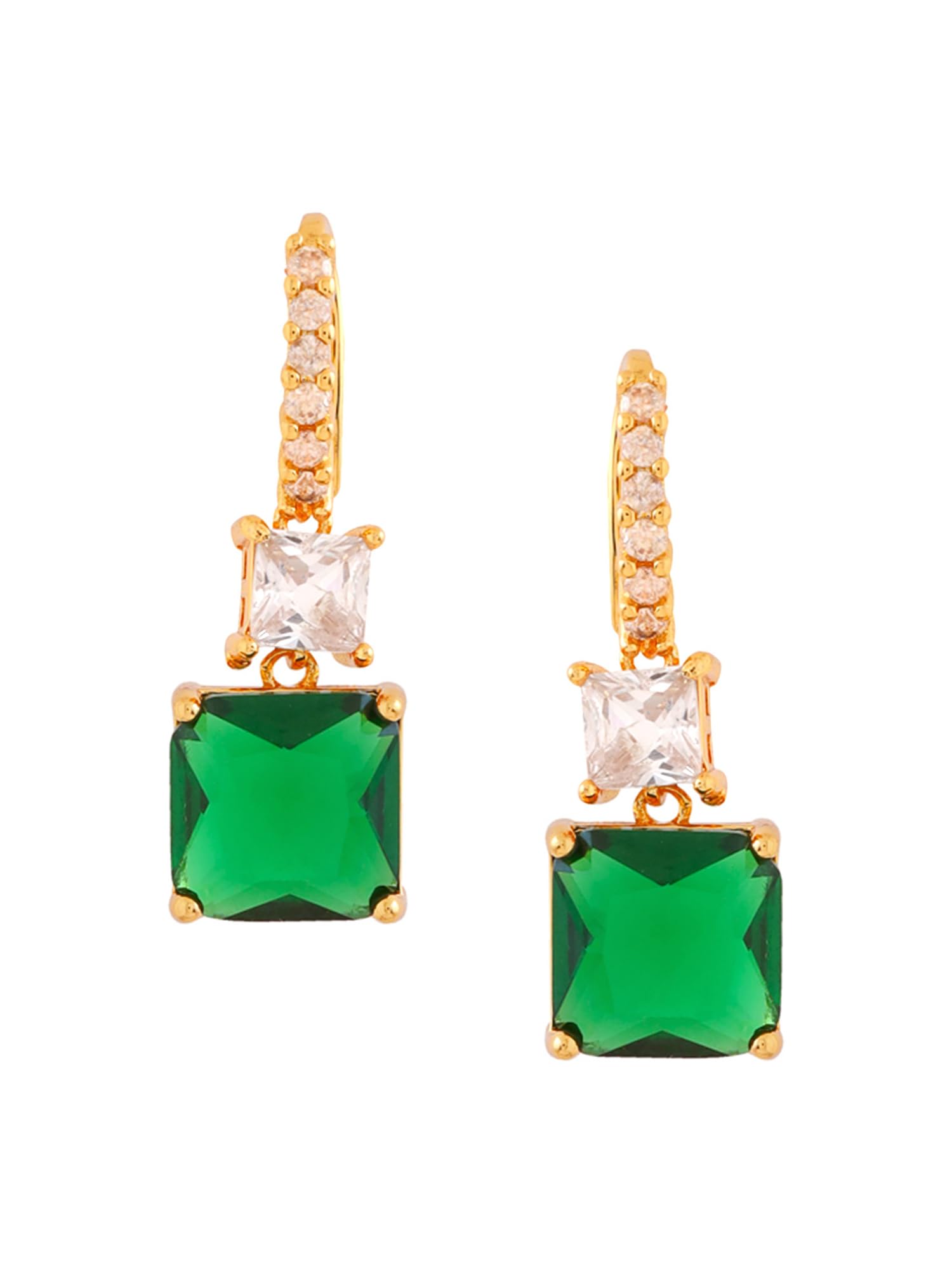 Yellow Chimes Earrings For Women Green Color Crystal Studded Huggie Hoop With Rectangular Drop Earrings For Women and Girls (B0B8DHZVPK) Amazon Price History, Amazon Price Tracker