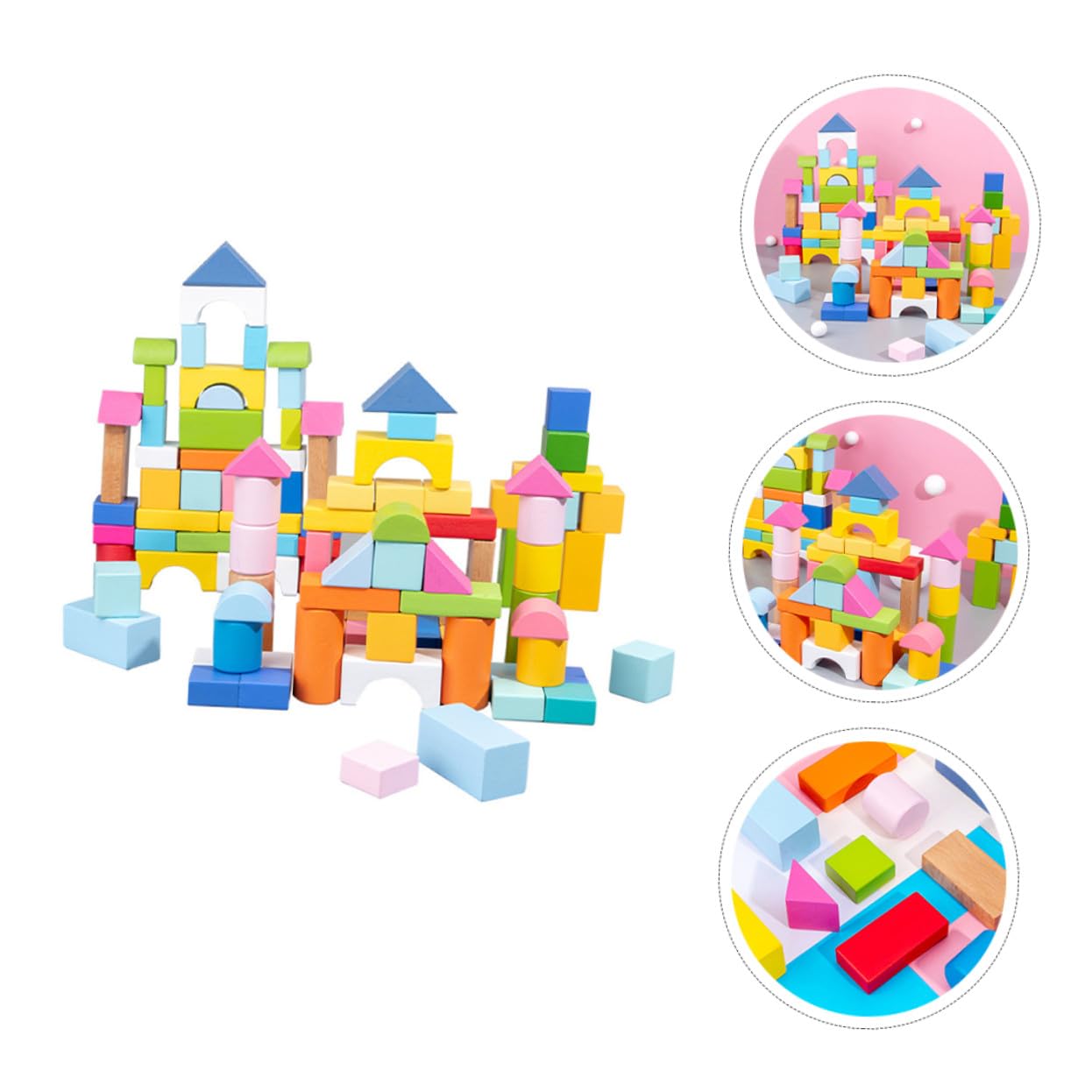Gatuida 100pièces Blocs de Construction Bois pour Garçon Fille Jouet de Construction Éducatif Bois Blocs Colorés pour Bébés