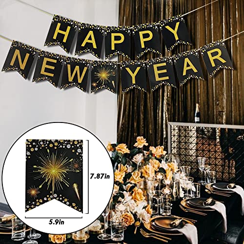 HLEIUKT 2023 decoratieset, Nieuwjaar decoratie 2023, Nieuwjaar oudejaarsavond-decoratie, Happy New Year slinger… - Image 5