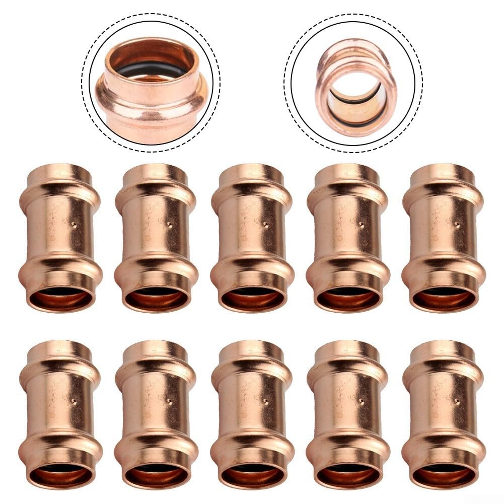 Minhe Adaptadores de tubería de cobre de ajuste a presión para sistemas de HVAC, refrigeración y suministro de agua compatibles con diámetros de tubería estándar - Diseño tipo V, 1/2 pulgada a 1