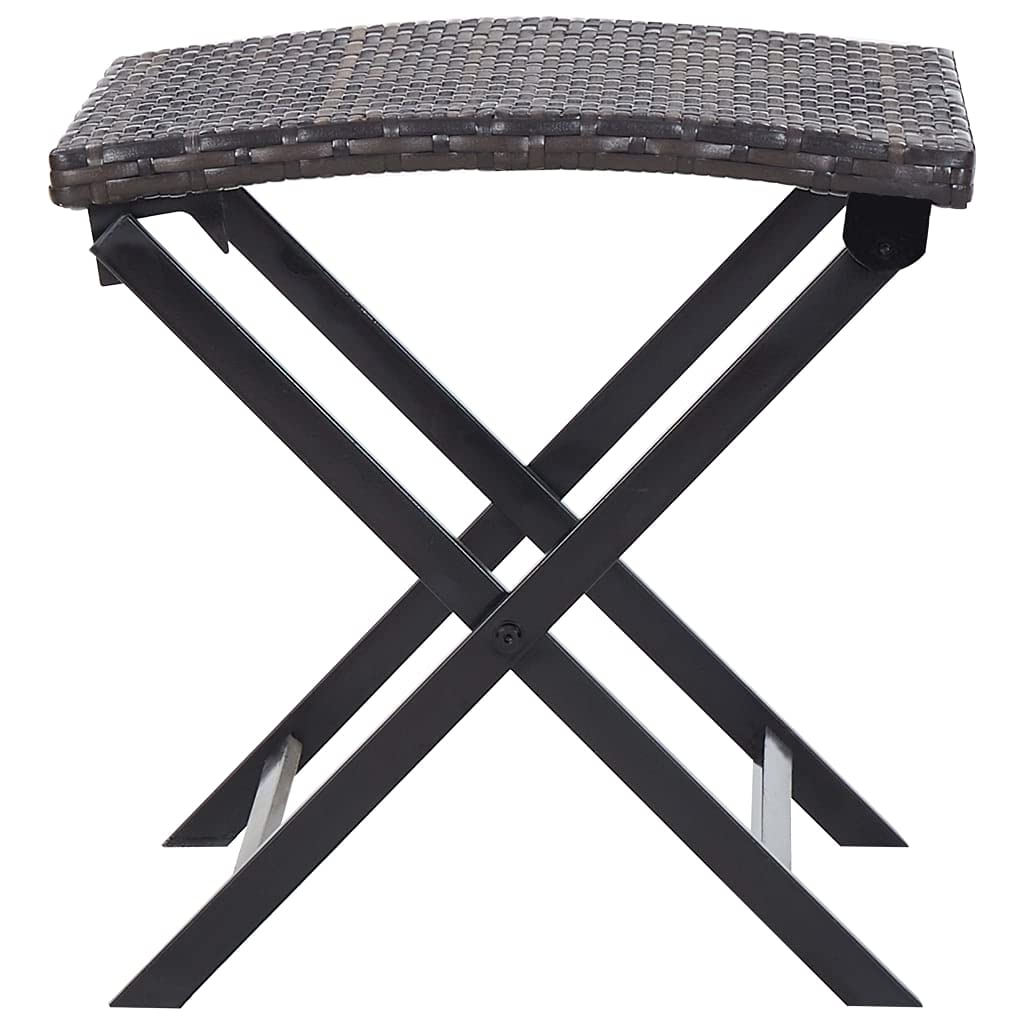 Generico Sgabello Pieghevole in Polyrattan Marrone,Mobili da Giardino,Sgabelli da esterno-45772