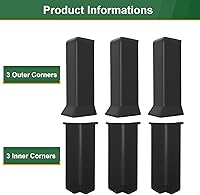 Vista 3 de Bloques de Esquina para Zócalo de 4 Pulgadas de Altura, Autoadhesivos 3 Interiores + 3 Esquinas Exteriores-Conector Entre la Base Cóncava Base