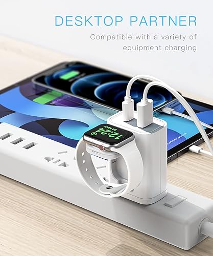 Miniatura 5 de Cargador USB C de 24 W, diseño 3 en 1 con cargador inalámbrico Apple Watch, cargador PD para iPhone, AirPods