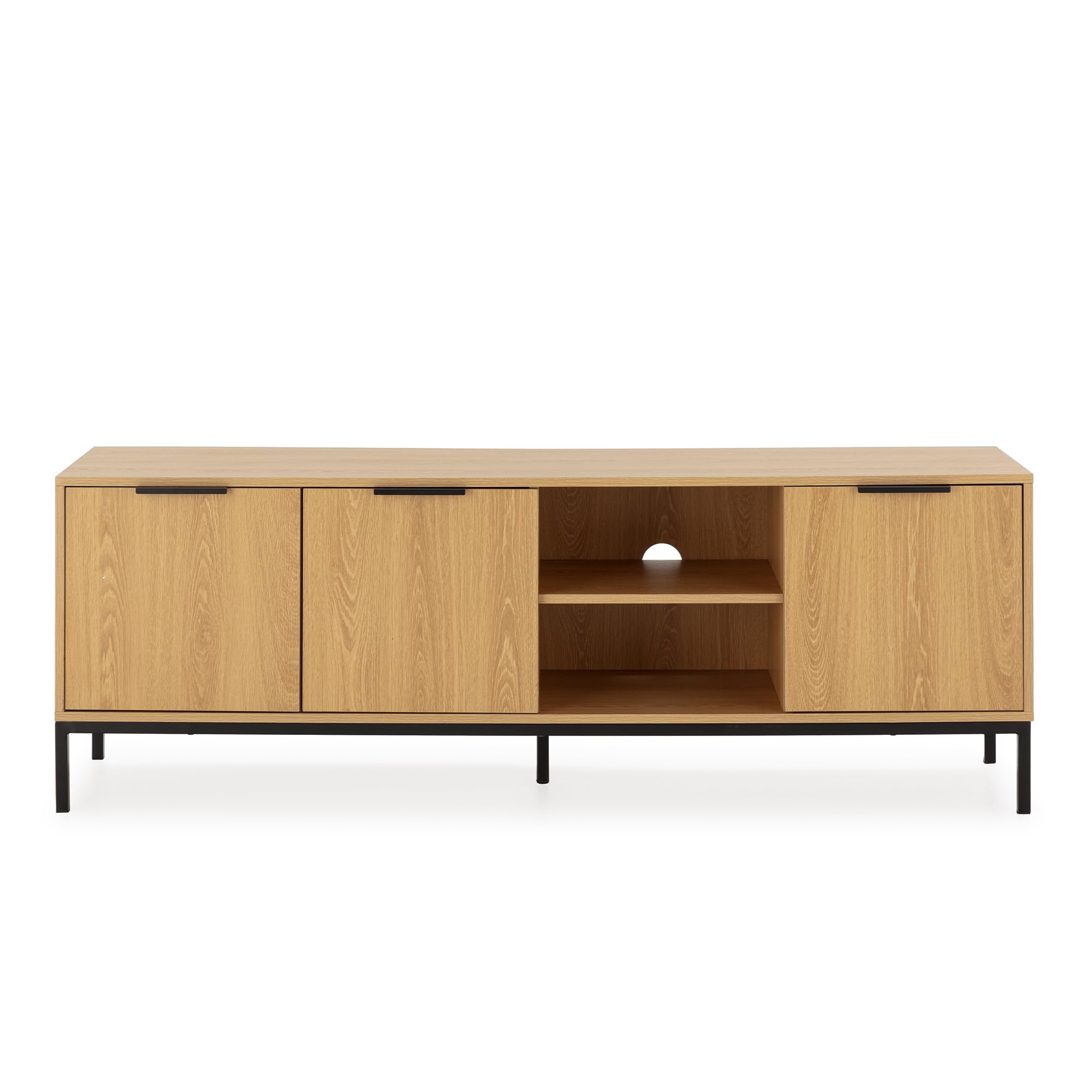 HOMN LIVING Mueble TV Auri 3 Puertas Color Roble, 160 cm (Ancho) 40 cm (Profundo) 55 cm (Altura)