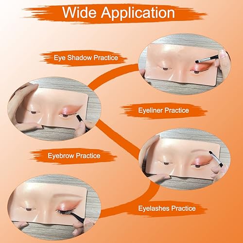 Miniatura 6 de Tabla facial de práctica de maquillaje, maniquí de maquillaje reutilizable 3D, maniquí de sombra de ojos, práctica de maquillaje con kit de