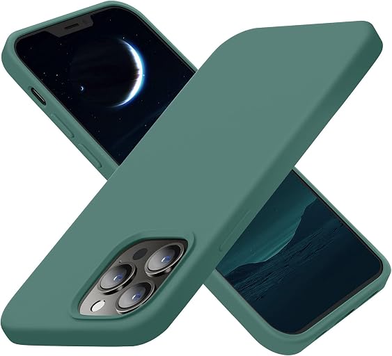 Cordking Designed for iPhone 13 Pro Case, Silicone Ultra Slim Shockproof Protective Phone Case with [Soft Anti-Scratch Microfiber Lining], 6.1 inch, Midnight Green