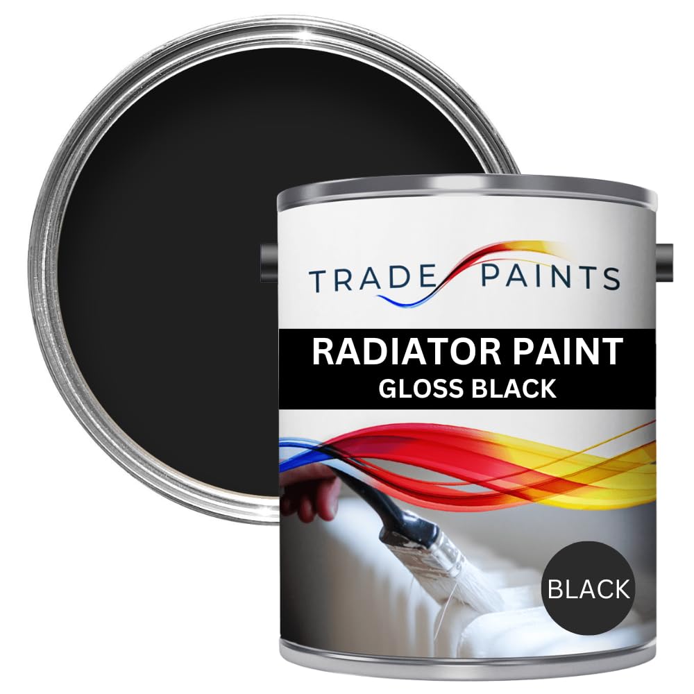 Trade Paints Gloss Black Radiator Paint Black 1 Litre Gloss