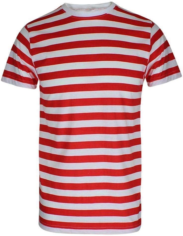 RIDDLED WITH STYLE Men's Boys RED & White Striped Stripe T-Shirt Blue Black Stripe TOP & TEES