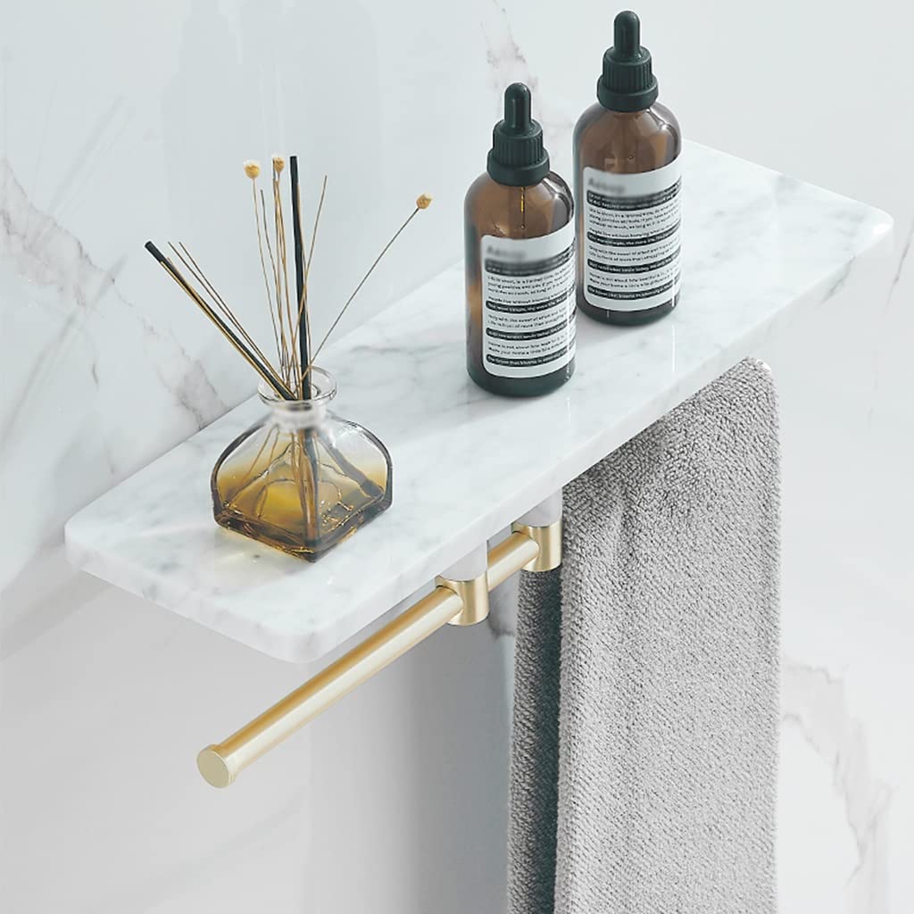 NPQPNAFC Shower Caddy Marble Copper Storage Rack Toilet Washstand Cosmetic Storage Rack Kitchen Shelves Wall Mounted Holde Organizer