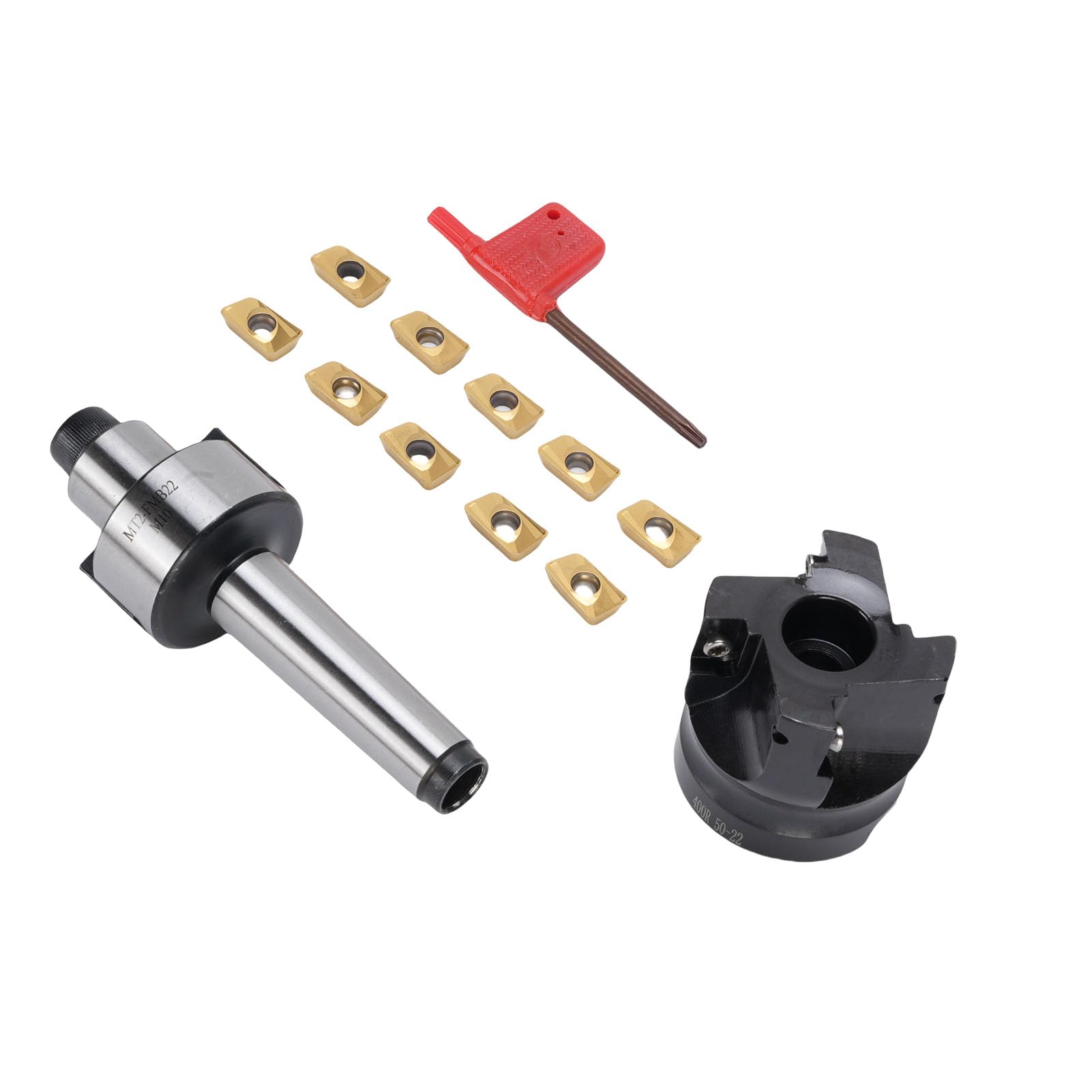 Sxhlseller Kit Fresa per Spianatura CNC Ad Alta velocità Inserti in Metallo Duro per Fresatrici e Trapani Supporto 400R-50-22 10 Inserti APMT1604