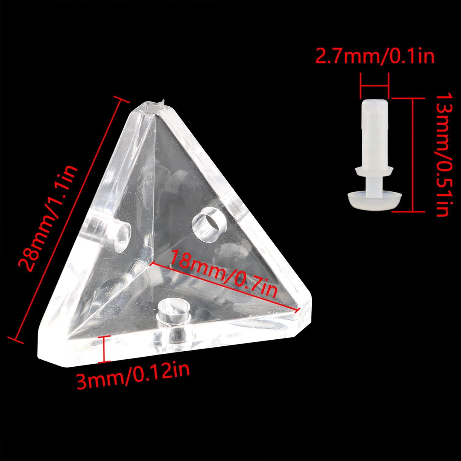 JianLing 12pcs Acrylic Corner Brackets with Transparent Screws - 3-Hole Right Angle Joint Brace - Support Brackets for Furniture