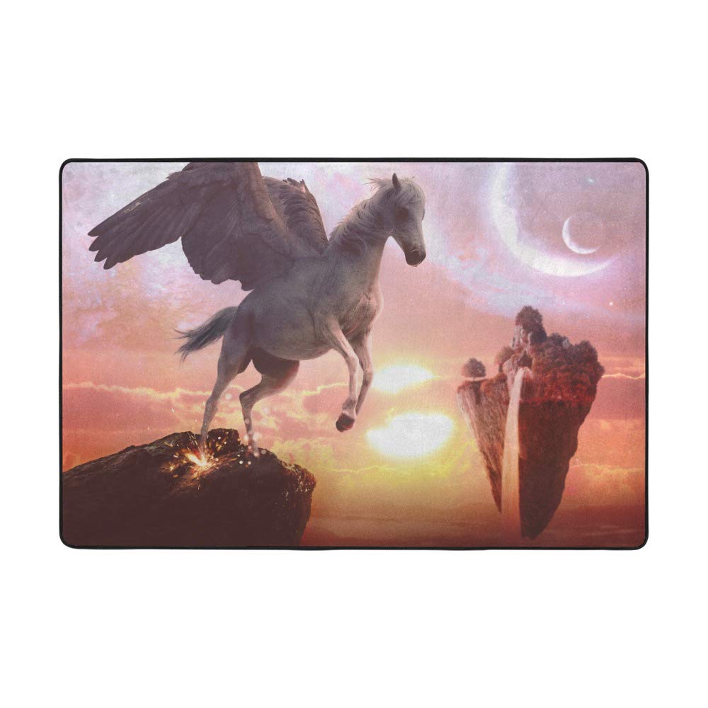 Grand tapis romantique Pégase rose pour réchauffer un sol de chambre
