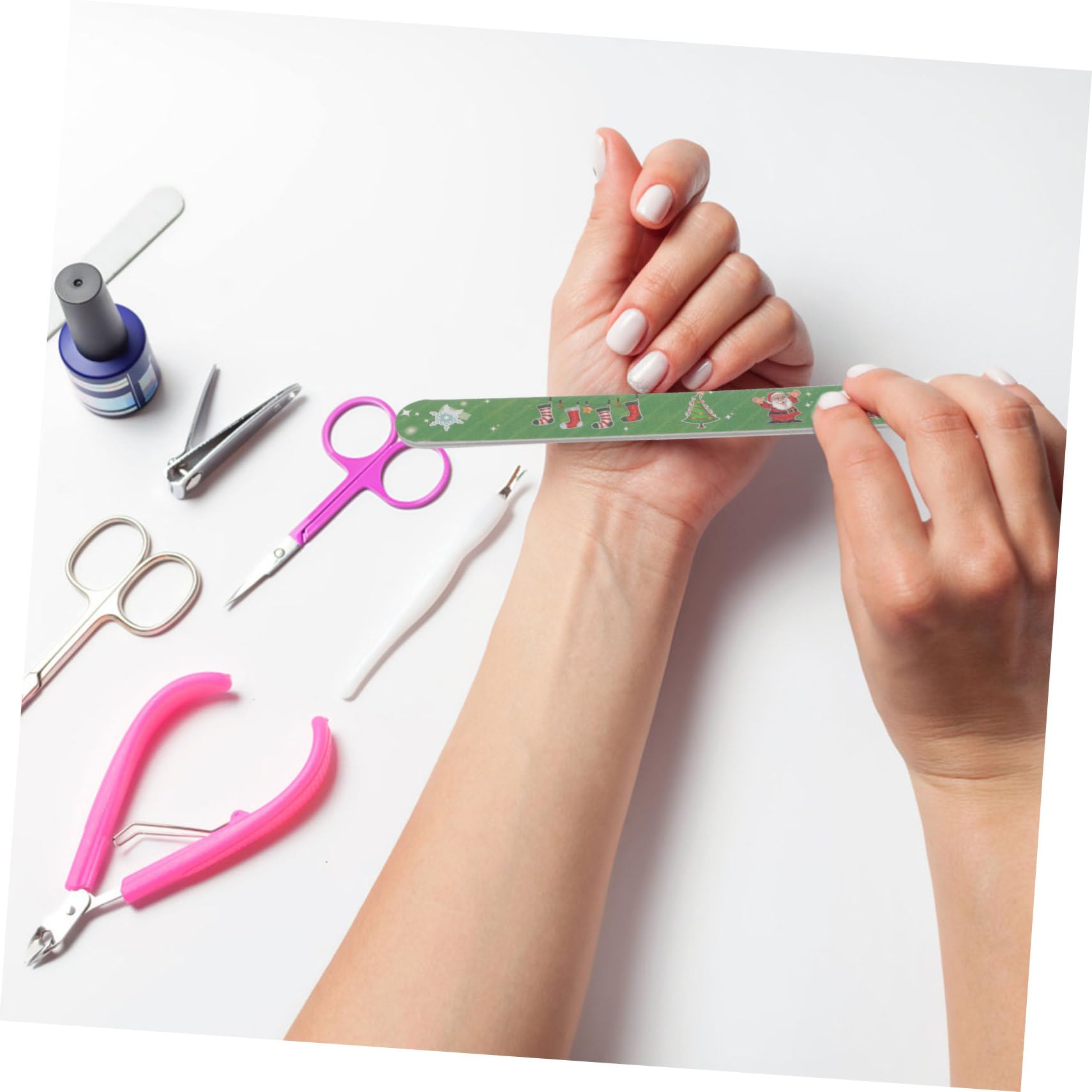 Healeved 12pezzi Limette Unghia Natale Completo per Unghie Natalizie Lucidanti Strumenti Manicure Pedicure Fai da Te Stile Casuale