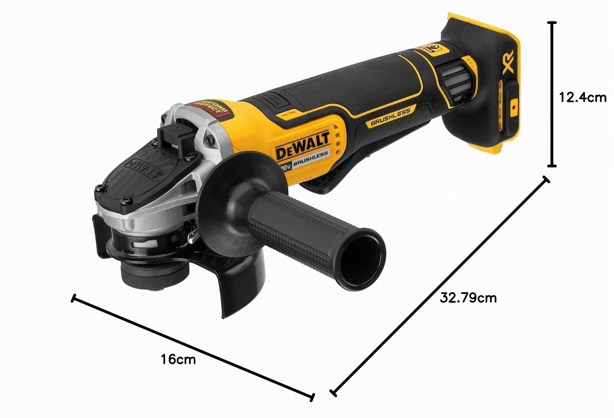 Dewalt - Amoladora DCG412B de un máximo de 20 V, con batería de iones de litio, 11,43 cm (solo se incluye la herramienta) | Interruptor de pala, freno de retroceso, solo herramienta