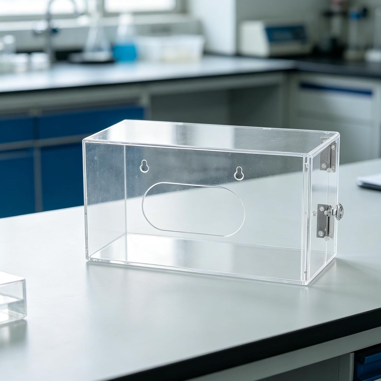 Face Mask Dispenser: Acrylic Masks Storage Box for Laboratory Supply - Wall Mount Storage Container for Gloves, Napkins, Hairnets 10.5x5.5